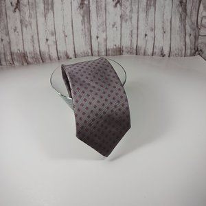 Cromwell & Stokes Men's Silk Necktie Gray Silver Dark Red Handmade in Italy